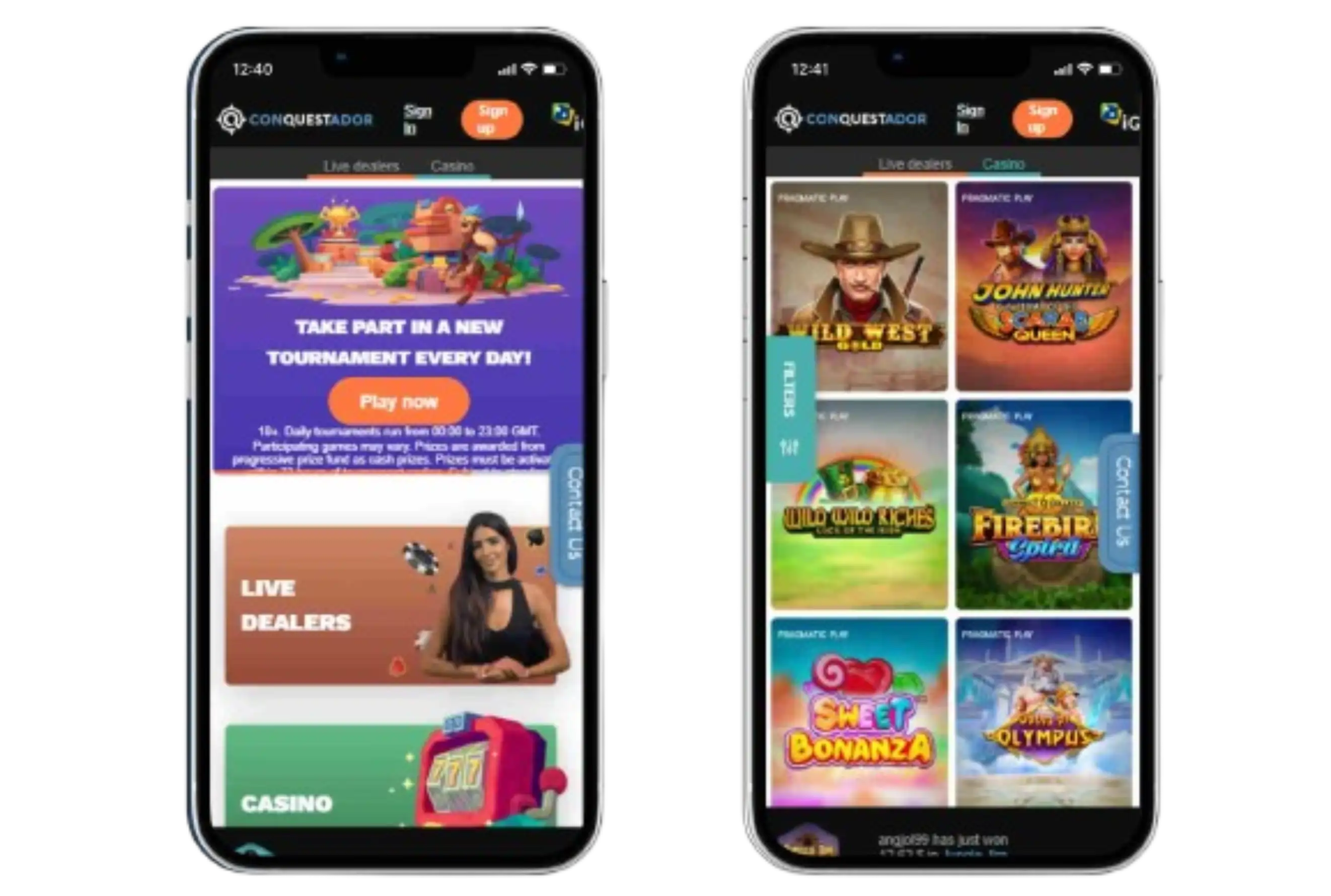 Conquestador Casino App Screenshot